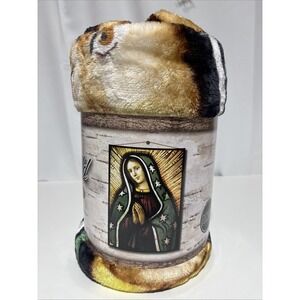 American Heritage Royal Plush Raschel‎ Throw Blanket "Blessed Mary" 50"x 60" New